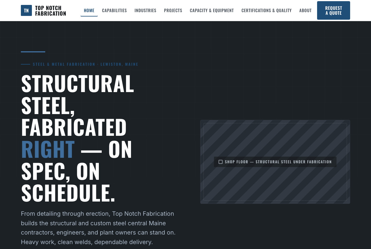 A bespoke website we designed and built for a central-Maine steel fabricator