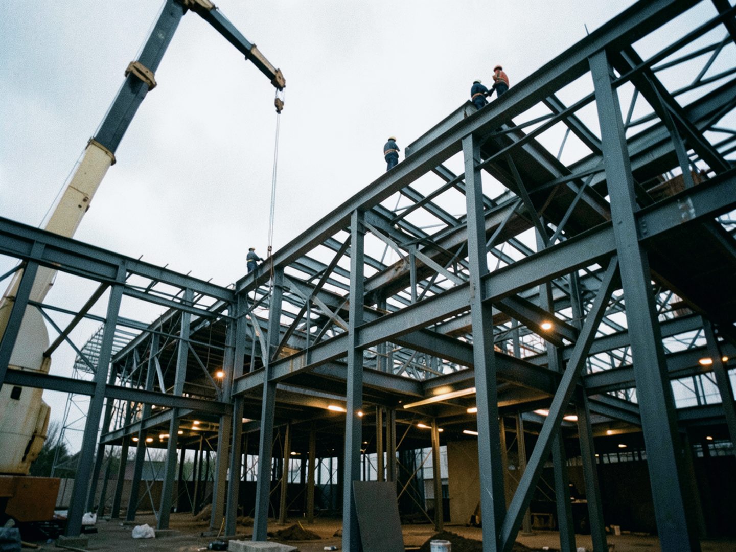 Illustrative photo: Field crew setting structural steel on a jobsite